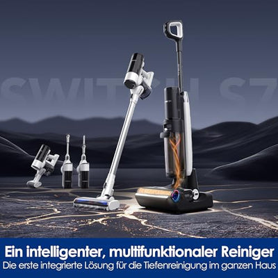 Tineco Floor ONE Switch S7 Nass Trockensauger, Saugwischer 40min, Staubsauger 65min, 70℃ Flashdry, Beidseitige Kantenreinigung, ZeroTangle Bürste, Dreifache Batterielebensdauer, für das Ganze Haus