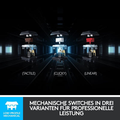 Logitech G815 mechanische Gaming-Tastatur, Taktiler GL-Tasten-Switch mit flachem Profil, LIGHTSYNC RGB, 5 Programmierbare G-Tasten, Multimedia-Bedienelemente, Deutsches QWERTZ-Layout - Carbon