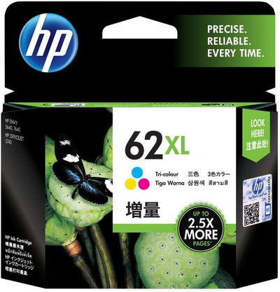 HP 62XL (C2P07AE) Original Druckerpatrone Farbe mit hoher Reichweite für HP ENVY 55xx, 56xx, 7640, HP OfficeJet 200, 250, 57xx, Cyan/Magenta/Gelb