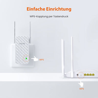 Tenda WLAN Verstärker A9, N300 WLAN Repeater mit 3dbi-Antennen, Signalverstärker mit WPS, WiFi Extender, Signalstärkeanzeige, hohe Reichweite und Wanddurchdringung, kompatibel mit Allen WLAN Routern