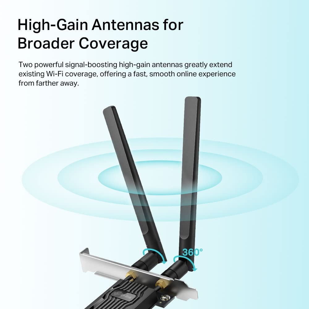 TP-Link Archer TX20E AX1800 Wi-Fi 6 Bluetooth 5.2 PCIe-Adapter, max 1201 Mbit/s 5 GHz und max 574 Mbit/s 2,4 GHz, WPA3-Verschlüsselungsstandard, MU-MIMO, Unterstützt nur Windows 11/10 (64-bit)