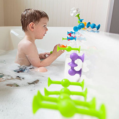 Fat Brain Squigz Starter 22-teiliges Set, Vorschulspielzeug für Kinder, Saugspielzeug-Set, Sortier- und Stapelspielzeug, Vorschul-Badespielzeug, innovatives Spielzeug für Kinder ab 3 Jahren und älter.