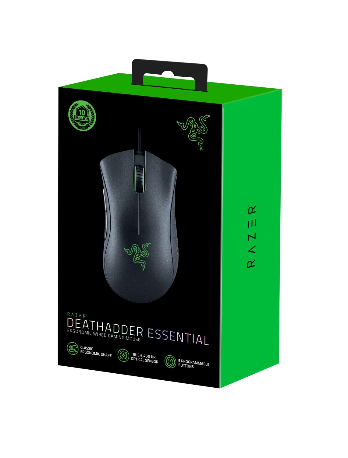 Razer DeathAdder Essential (2021) - Kabelgebundene Gaming-Maus mit Optischem Sensor mit 6400 DPI (5 programmierbare Tasten, Ergonomischer Formfaktor, 10 Millionen Klicks Lebensdauer) Schwarz