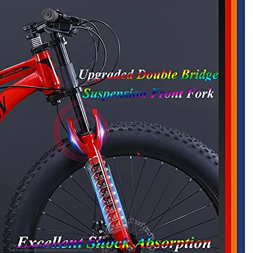 MEVZHH Mountainbikes, 26 Zoll Fat Tire Hardtail Mountainbike, Doppelfederungsrahmend Federgabel All Terrain Mountainfür Männer Frauen/30 Geschwindigkeit/Orae 5 Gesprochen
