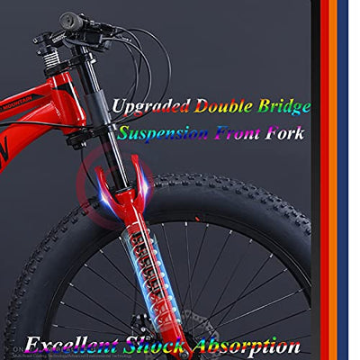 MEVZHH Mountainbikes, 26 Zoll Fat Tire Hardtail Mountainbike, Doppelfederungsrahmend Federgabel All Terrain Mountainfür Männer Frauen/30 Geschwindigkeit/Orae 5 Gesprochen