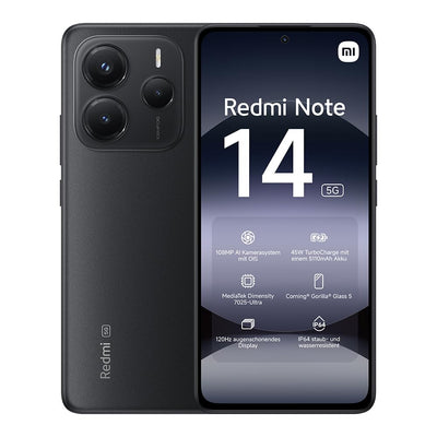 Xiaomi Redmi Note 14 5G Smartphone, 8 + 256GB, Green, 108MP AI-Kamerasystem, 5110mAh Akku, 120Hz Augenschutzdisplay, AI-Funktionen (kein Ladegerät enthalten)