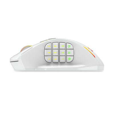 Redragon M913 kabellose Gaming-Maus, 16.000 DPI kabelgebundene/kabellose RGB-Maus mit 16 programmierbaren Tasten, 45-Stunden-Akku und professionellem Sensor, 12 seitliche Tasten, MMO-Maus, Weiß