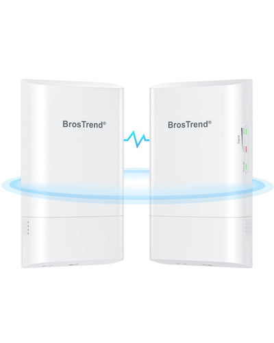BrosTrend 5GHz 867Mbit/s WLAN Bridge Outdoor CPE, 1KM Langstrecken WiFi Bridge Point-to-Point, Plug & Play WLAN LAN Bridge mit Passiver PoE Adapter, IP65 Richtantenne LAN Brücke für PTP/PTMP, 2-Pack
