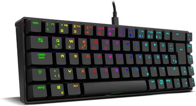 Ozone Gaming Mini Tactical Keyboard -OZTACTICALDE- Mechanische Tastatur ohne Ziffernblock, Bluetooth, Outemu Red Switches, RGB LED Beleuchtung, leise, DE Layout, Schwarz