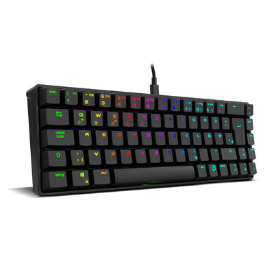 Ozone Gaming Mini Tactical Keyboard -OZTACTICALDE- Mechanische Tastatur ohne Ziffernblock, Bluetooth, Outemu Red Switches, RGB LED Beleuchtung, leise, DE Layout, Schwarz