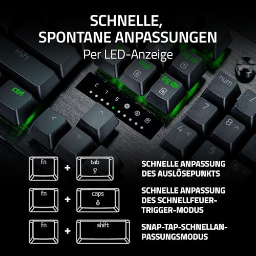 Razer Huntsman V3 Pro - Analoges optisches E-Sport-Keyboard Snap Tap & Rapid Trigger (Schnellfeuer-Modus, Multifunktionaler Drehregler, Doubleshot-PBT-Tastenkappen) DE-Layout | Schwarz