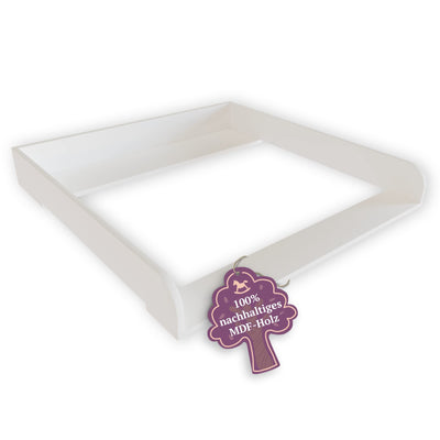 Puckdaddy – Wickelaufsatz Lasse kompatibel mit IKEA Hemnes Kommode u.Ä. – 80x80x10 cm aus Holz in Weiß – hochwertiger Wickeltischaufsatz inkl. Montagematerial zur Wandbefestigung