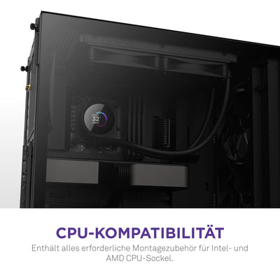 NZXT Kraken 240 - RL-KN240-B1-240mm AIO CPU Wasserkühlung - 1,54" LCD Display 240x240-2x120mm PWM Fans - EIN Breakoutkabel zur einfachen Installation - Schwarz