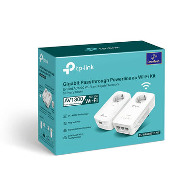 TP-Link WLAN Powerline Adapter Set TL-WPA8631P KIT(Dualband 1200Mbit/s, AV1300 , Steckdose, Wifi Clone, MU-MIMO, 4 Gigabit Ports, Plug&Play, ideal für HD-Streaming, App Kontrolle)weiß