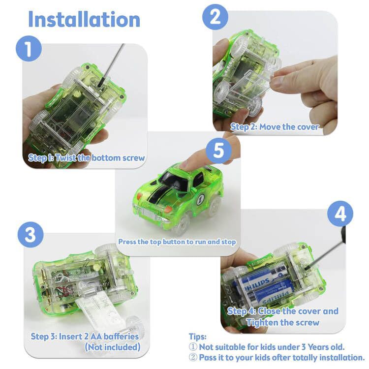 Spielzeug ab 3 Jahre Autorennbahn Rennbahn Kinder 3 Jahre mit 240 Stück Leucht Autorennbahn 2 Glow Tracks Auto Geschenk Mädchen Kinderspielzeug ab 3 4 5 6 Jahre Junge Mädchen