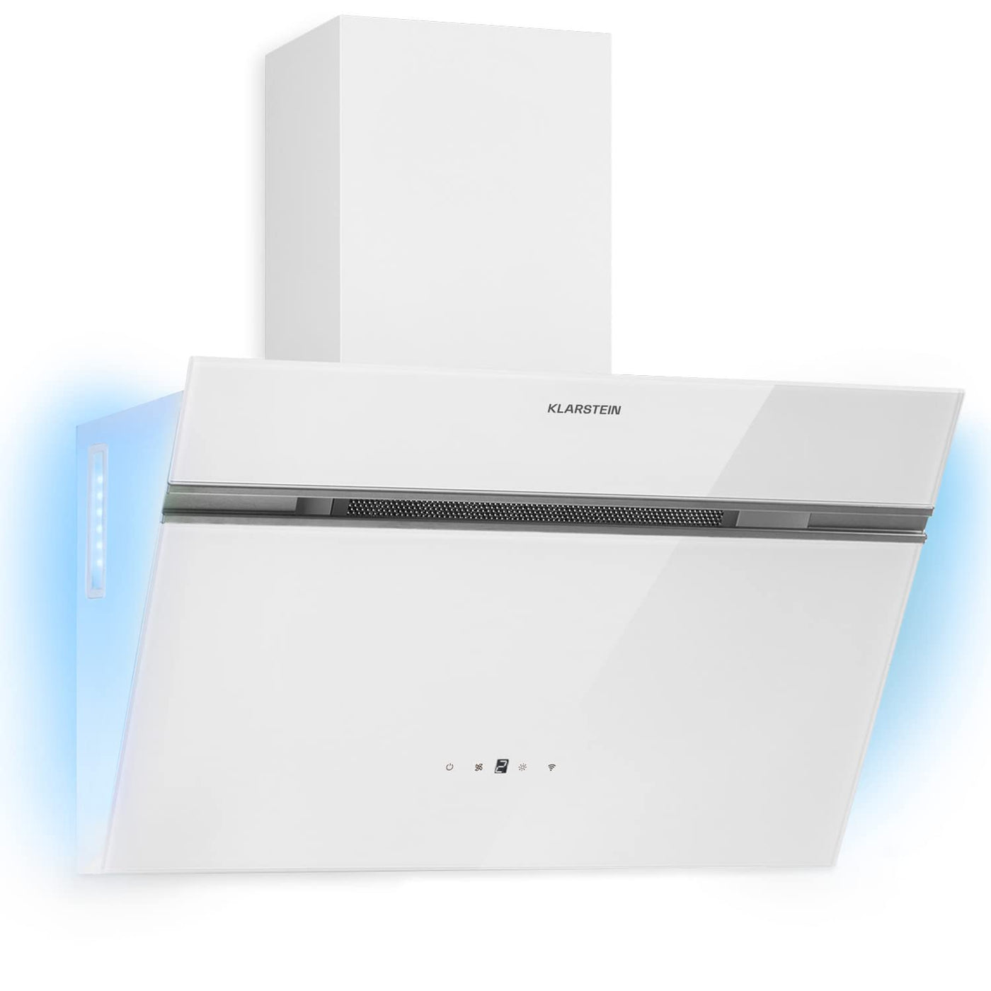 Klarstein Dunstabzugshaube 60cm, Umluft/Abluft-Dunstabzugshaube mit RGB-LEDs, Leistungsstarke Abzugshaube Leise, 594 m³/h Luftstrom, Schräghaube mit Aktivfilter & IoT/WiFi, Dunstabzug 60 cm