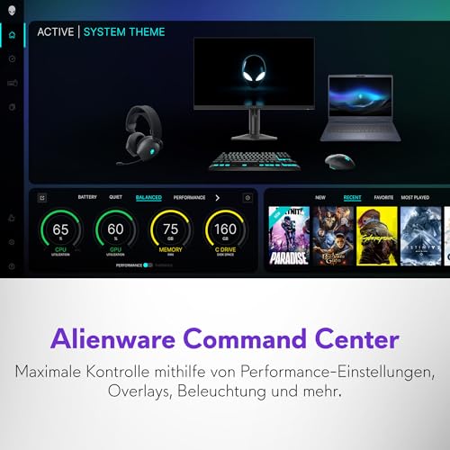 Alienware 16x Aurora Gaming Laptop AC16251 16" WQXGA 240Hz G-Sync Display, Intel Core Ultra 9 275HX Series 2, Nvidia Geforce RTX 5070, 32GB RAM, 1TB SSD, Windows 11 Home, AlienFX RGB QWERTZ Tastatur
