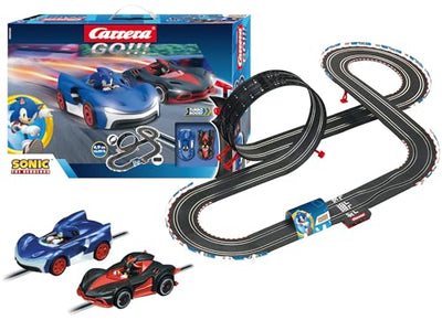 Carrera - 20062566 - GO I Sonic the Hedgehog 4.9 I Offizielles SEGA Sonic the Hedgehog Autorennset I Spaßige Rennen mit Sonic & Shadow durch Hochgeschwindigkeitsgeraden enge Kurven & schneller Looping
