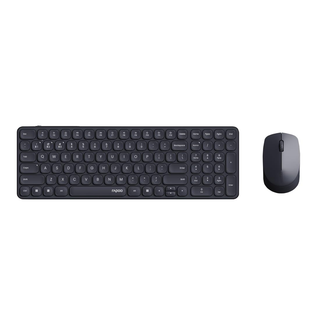 Rapoo 9310M kabelloses Tastatur-Maus Set Wireless Deskset 2400 DPI Sensor bis zu 12 Monate Batterielaufzeit flaches Aluminium Design DE-Layout QWERTZ PC & Mac - schwarz