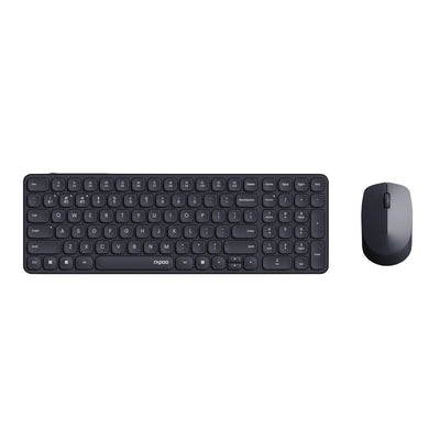 Rapoo 9310M kabelloses Tastatur-Maus Set Wireless Deskset 2400 DPI Sensor bis zu 12 Monate Batterielaufzeit flaches Aluminium Design DE-Layout QWERTZ PC & Mac - schwarz