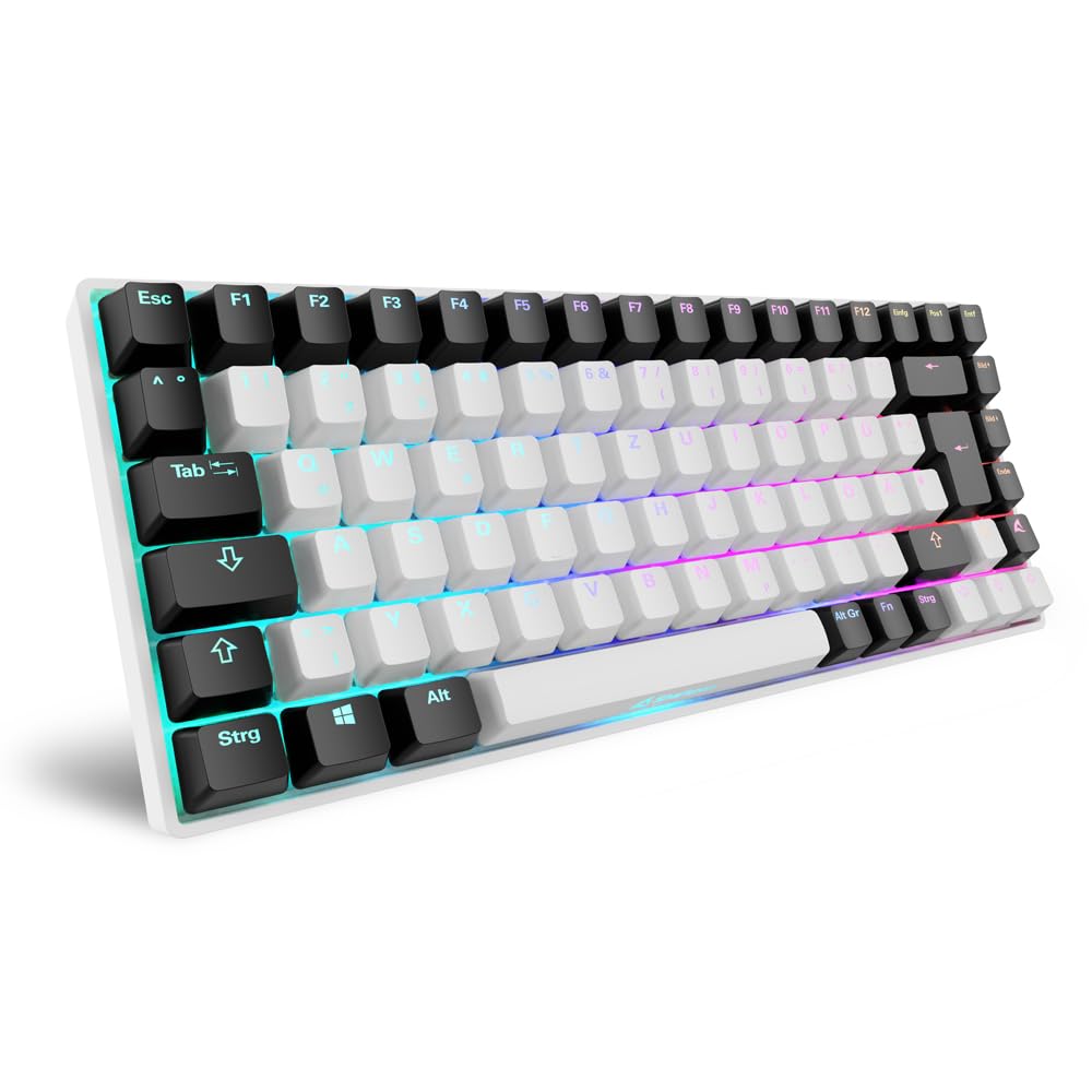 Sharkoon Skiller SGK50 S3 Weiß, RGB Gaming Keyboard, Gateron Red, 75% Layout