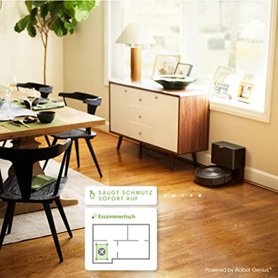 iRobot® Roomba® j7+ WLAN-fähiger Saugroboter mit automatischer Absaugstation, Kartierung und Zwei Gummibürsten für alle Böden -Objekterkennung und -vermeidung - Lernt und kartiert