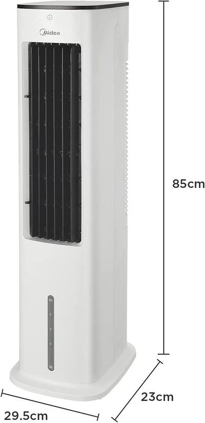 Midea Luftkühler mit Wasserkühlung, Klimaanlage Mobil, Ventilator mit 5L Wasserkühlung, Luftbefeuchter und Ionisation, Klimaanlage Ohne Abluftschlauch, 355m³/h, Ventilator mit Fernbedienung,55W,Weiß