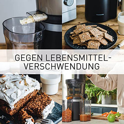 Panasonic Slow Juicer MJ-L700KXE, elektrische Fruchtpresse, Entsaften von ganzen Früchten und Gemüse, 75-mm Öffnung, schlankes Design, sicher und praktisch, Schwarz, Mattschwarz