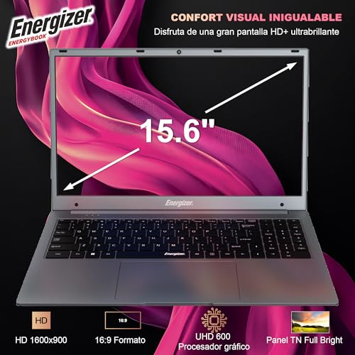 Energizer EnergyBook – 15,6'' HD+ Laptop, Intel Celeron Laptop, 8 GB RAM, 256 GB SSD, UHD-Grafik, Windows 11, QWERTY-Tastatur (Inter), USB 3.0, HDMI