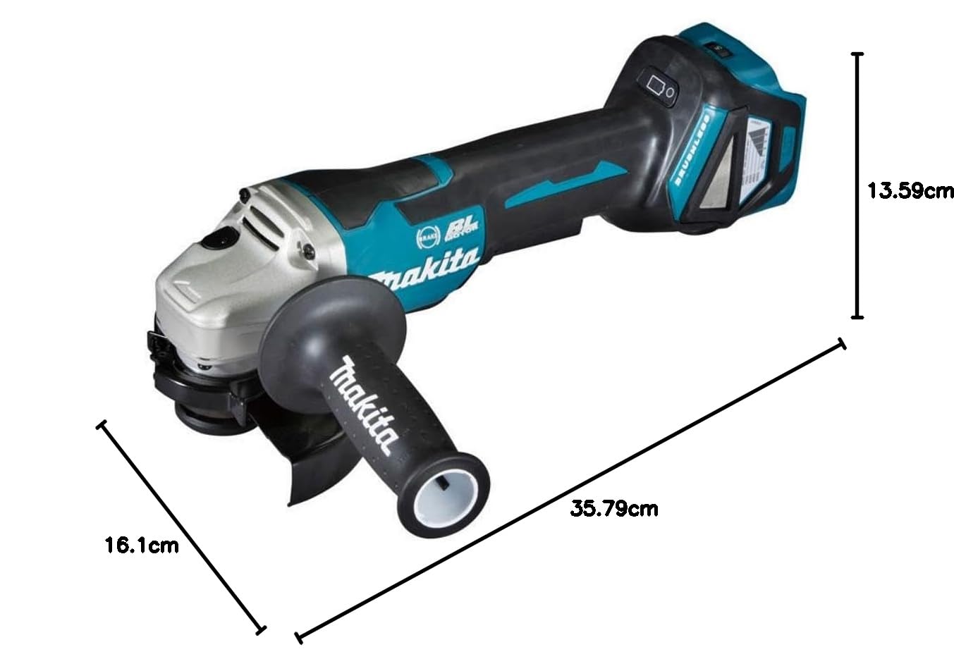 Makita DGA517Z Akku-Winkelschleifer 18 V mit Paddleschalter (ohne Akku, ohne Ladegerät), Bunt