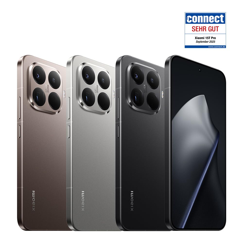 XIAOMI 15T Pro, Smartphone 12+512GB, 6,83" 144Hz augenschonendes Display, MediaTek Dimensity 9400+, 50MP Leica 5X Pro Teleobjektiv, 5500mAh, Titan, 2 Jahre Garentie