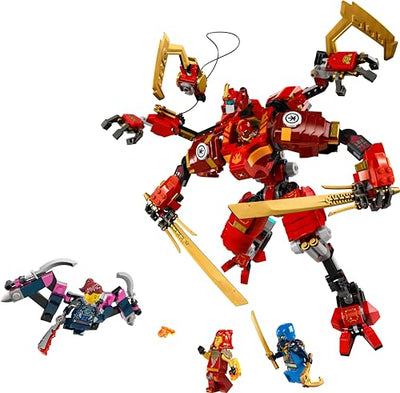 LEGO NINJAGO Kais Ninja-Kletter-Mech Set, Ninja-Spielzeug mit baubarer Actionfigur und 4 Mini-Figuren, Abenteuer-Set für Kinder, Geschenk zum Geburtstag für 9-jährige Jungs und Mädchen 71812