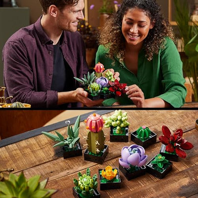 LEGO Botanicals Sukkulenten - Künstliche Blumen Set für Erwachsene - Blumenstrauß Bauset - Kreatives Hobby und Home Deko - Geschenkidee für Frauen & Männer - Botanik Kollektion (9 Pflanzen) 10309