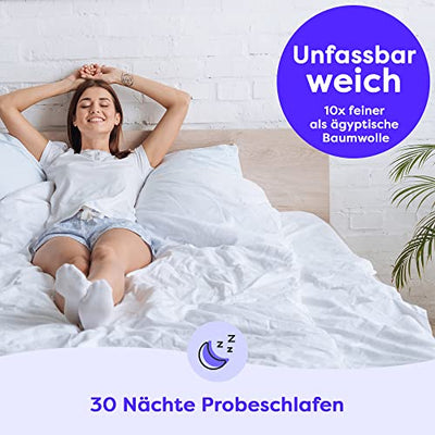 Wolkenfeld Bettwäsche 135x200 weiß - kuschlig weich & bügelfrei - ÖKO-TEX Zertifiziert - 1x Bettbezug + 1x Kissenbezug 80x80