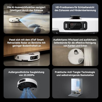 XIAOMI Robot Vacuum 5 Pro Saugroboter mit Wischfunktion, 20.000Pa, Ausfahrbarer Mopp & Seitenbürste, Selbstreinigende All-in-One Basisstation, KI-Navigation, App & Sprachsteuerung