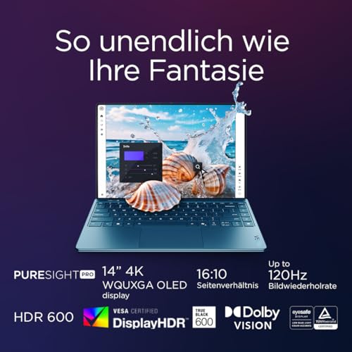 Lenovo Yoga Slim 9i Laptop | Copilot+ PC |14" 4K WQUXGA OLED Touch Display | Intel Core Ultra 7 | 32GB RAM | 1TB SSD | Intel Arc Grafik | Windows 11 Home | QWERTZ | Tidal Teal | 3 Jahre Premium Care