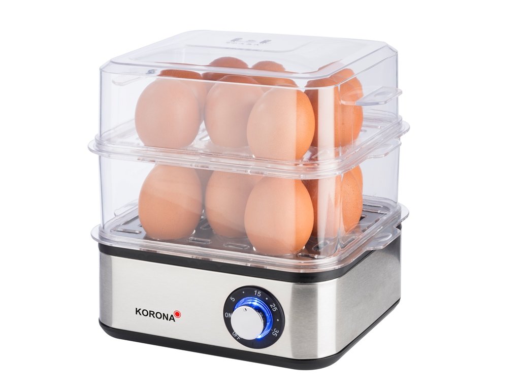 Korona 25303 Edelstahl Mini Dampfgarer und Eierkocher | Kleiner Dämpfer für Gemüse | Profi Kocher für bis zu 16 Eier