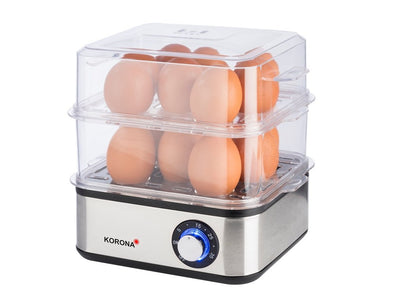 Korona 25303 Edelstahl Mini Dampfgarer und Eierkocher | Kleiner Dämpfer für Gemüse | Profi Kocher für bis zu 16 Eier