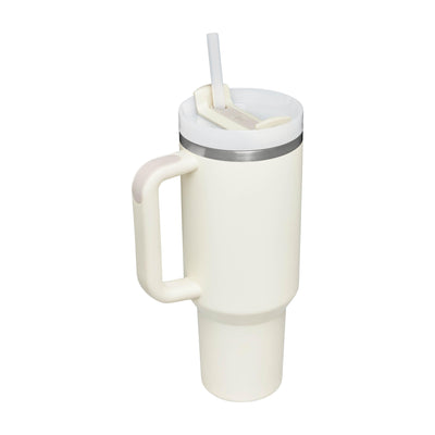 Stanley Quencher H2.0 FlowState Trinkflasche mit Strohhalm 1.2L - Thermobecher Kühlt 11 Stunden - 48 Stunden Eisgekühlt - Spülmaschinenfest - Thermosflasche BPA Frei - Kaffeebecher To Go - Cream
