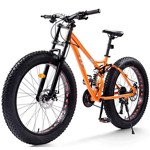 Wmmner 26 Zoll Mountainbike mit Doppelfederung für Erwachsene, Männer, Frauen, mechanische Scheibenbremsen, rutschfest, Fat Tire Mountainbike, Mountainbike aus Stahl mit hohem Gehalt