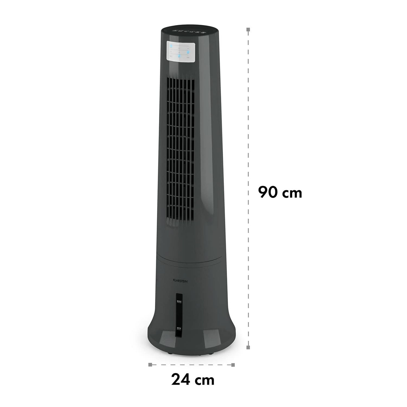 Klarstein Klimaanlage ohne Abluftschlauch, 4-in-1 Air Cooler, Leiser Ventilator, Luftbefeuchter & Nachtmodus, Mobiles Klimagerät mit Wasserkühlung, Luftkühler 40 Watt, Luftstrom 530m³/h, Silbergrau