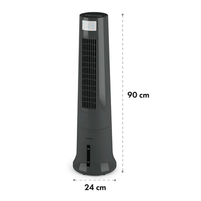 Klarstein Klimaanlage ohne Abluftschlauch, 4-in-1 Air Cooler, Leiser Ventilator, Luftbefeuchter & Nachtmodus, Mobiles Klimagerät mit Wasserkühlung, Luftkühler 40 Watt, Luftstrom 530m³/h, Silbergrau