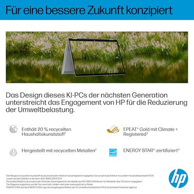 HP OmniBook X Flip 2in1 Next Gen AI Laptop | AMD Ryzen AI 7 350 (8C) | dedizierte NPU für KI | 50NPU Tops | Copilot+ PC | 16" 3K 2880x1800 OLED-Touchscreen | 16GB | 1TB SSD | Win11 | QWERTZ | Silber
