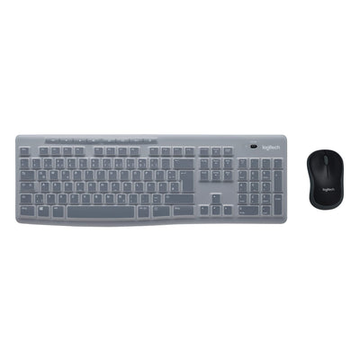 Logitech MK270 Desktop for Education mit Silikonabdeckung, kabellose Tastatur-Maus-Kombination für Windows, 2,4 GHz USB, kompakte Maus, 8 Multimedia-Tasten, PC, Deutsches QWERTZ-Layout - Schwarz