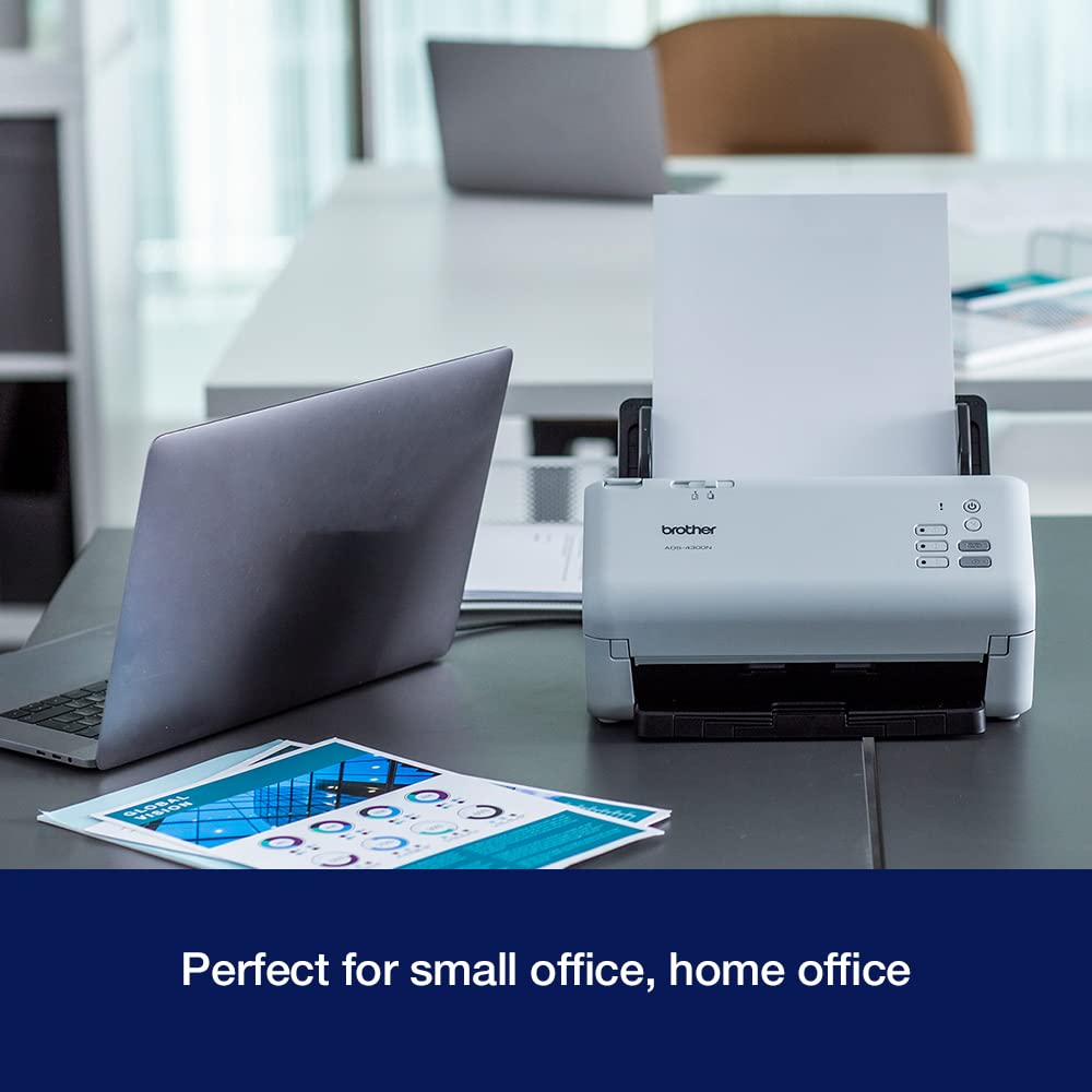 Brother ADS-4300N Desktop-Dokumentenscanner, SuperSpeed USB 3.0, doppelseitig, erweiterte Bildaufnahme, UK-Stecker