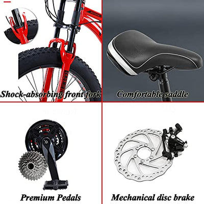 Wmmner Mountainbikes für Herren, Mountainbike für Erwachsene, 26 Zoll (66 cm), mit vollständiger Federung, großer Rahmen aus Stahl mit hohem Kohlenstoffgehalt, Doppelscheibenbremse, Riesenfahrrad