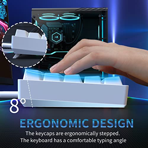 Dierya DK61se Gaming Tastatur,60% Prozent Mechanische Tastatur mit Red Linear Switch,Ultra-Compact Mini 61 Tasten Anti-Ghosting,Typ-C-Datenkabel,US Layout für PC Windows Gamer Typist,Weiß