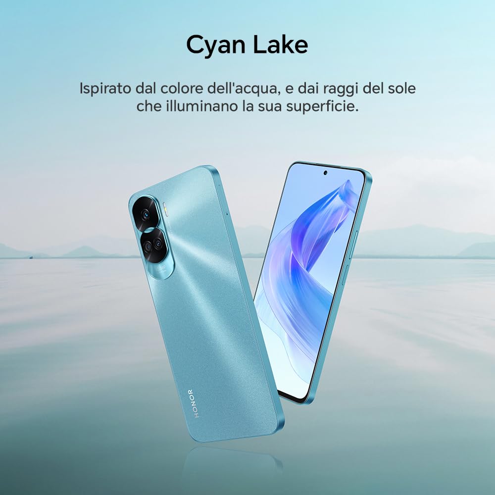 HONOR 90 Lite Smartphone 5G, 8 GB RAM und 256 GB, FullView Display von 6,7 Zoll bei 90 Hz, Dreifachkamera mit 100 MP mit 4500 mAh Akku, Dual SIM, Android 13, Cyan Lake