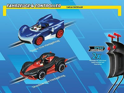 Carrera - 20062566 - GO I Sonic the Hedgehog 4.9 I Offizielles SEGA Sonic the Hedgehog Autorennset I Spaßige Rennen mit Sonic & Shadow durch Hochgeschwindigkeitsgeraden enge Kurven & schneller Looping