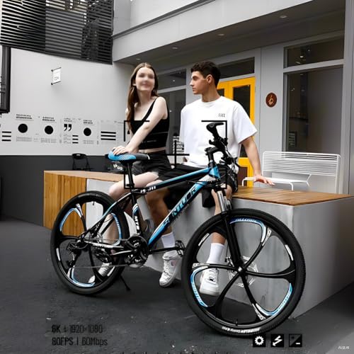 Wmmner Mountainbike, 24 Zoll, 26 Zoll, 27,5 Zoll, 21 Gänge, Dual-Disc-Bremse, 6 Speichenräder für Männer, Frauen, Erwachsene, Fahrkapazität: 200 kg/a/26 Zoll